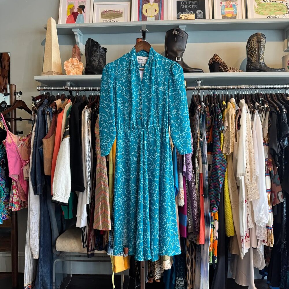 Diane Von Furstenberg Teal Dress true vintage sz 4